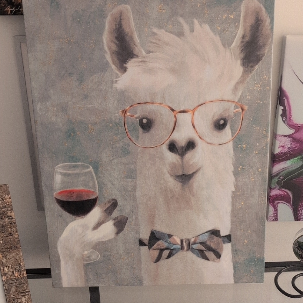 Llama Art with Glasses and Bow Tie